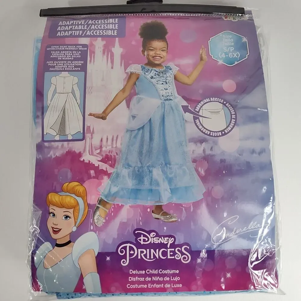 Disney Princess Cinderella‎ Halloween Costume Girl Size 4 - 6X Adaptive Dress